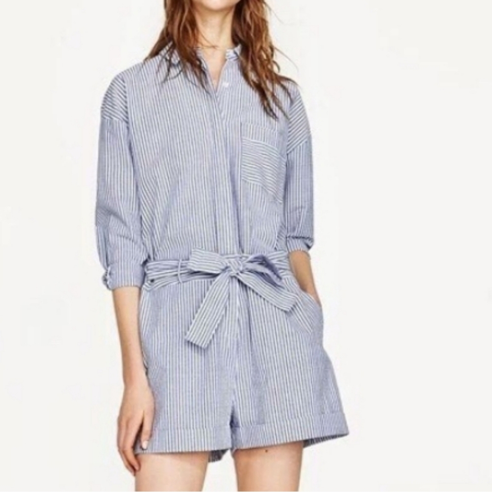 Zara Basic Collection Pin Striped Toucan Romper - image 2